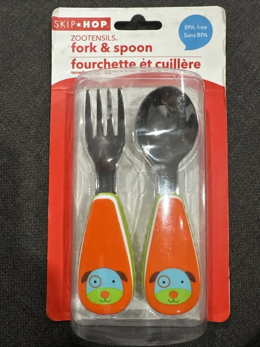Skip Hop Toddler Utensils, Zootensils Fork & Spoon Set Dog